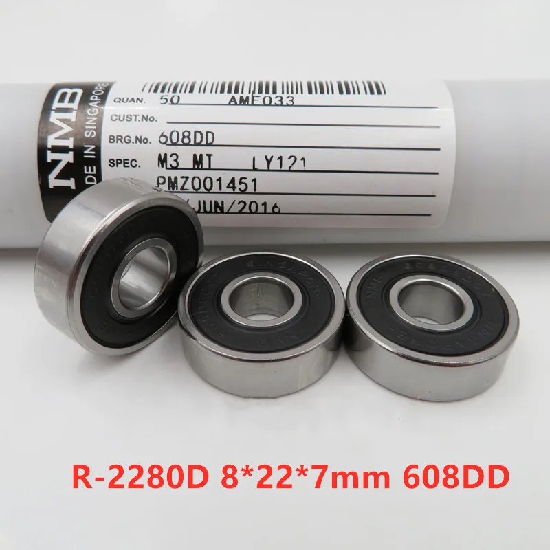 50pcs Minebea NMB bearing R-2280D 8*22*7mm 608DD 608-2RS precision miniature ball bearings 2280 608 8x22x7 mm