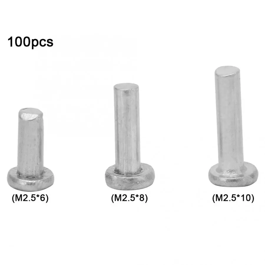 

rivet 100pcs M2.5*6/8/10mm Flat Head Aluminum Rivets Countersunk Solid Rivets Tools