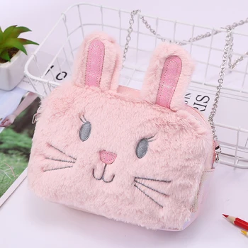 

Girl Rainbow Fur Unicorn Shoulder Bag Square Belt Zipper Flap Purse Children Cartoon Preppy Style Plush Crossbody Bag For Phone