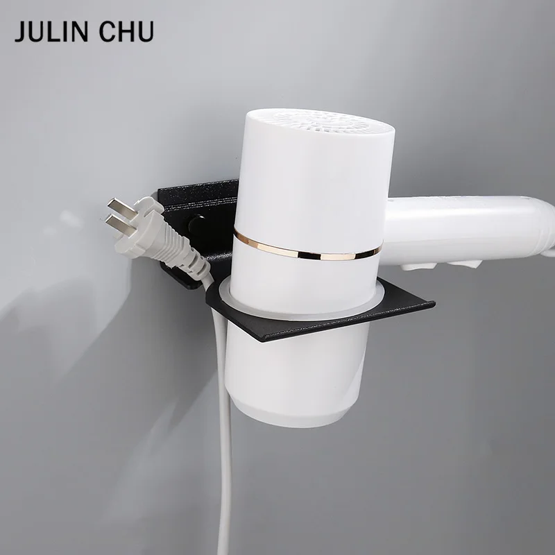 

Black Hairdryer Holder Space Aluminum Bathroom Hairdryer Holders Antique Adhesive/Nail Hair Dryer Rack Bathroom Accessories