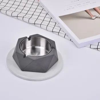 

Geometric Concrete Ashtray With Removable Metal Liner Industrial Style Decorations For Home Office Patio