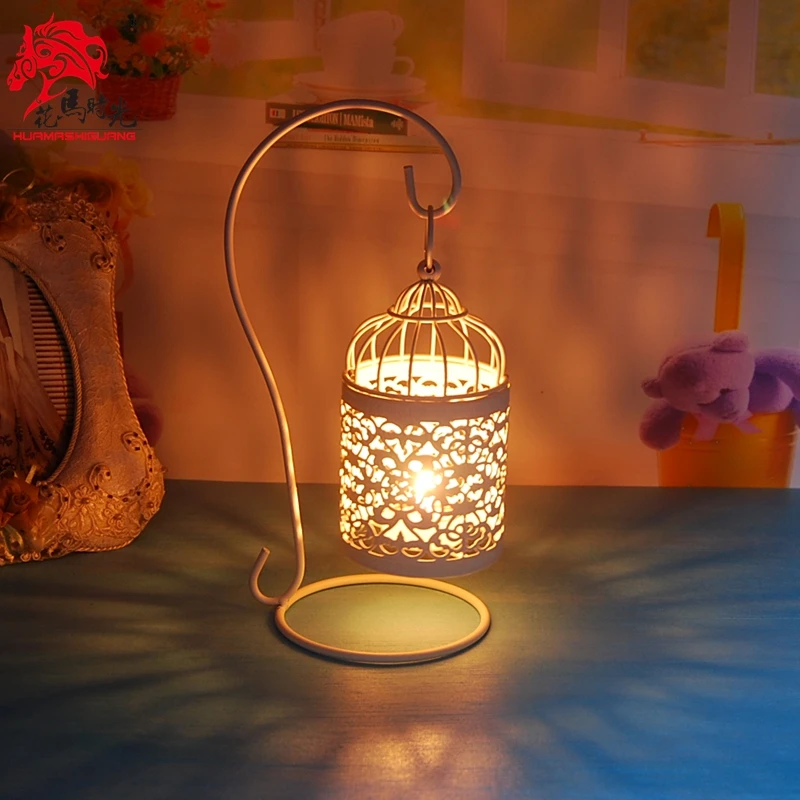 European-Style Pastoral Moroccan Hollow Iron Hanging Candle Holder Warm Romantic Bar Table Wind Lamp Candlestick Candelabra | Дом и сад