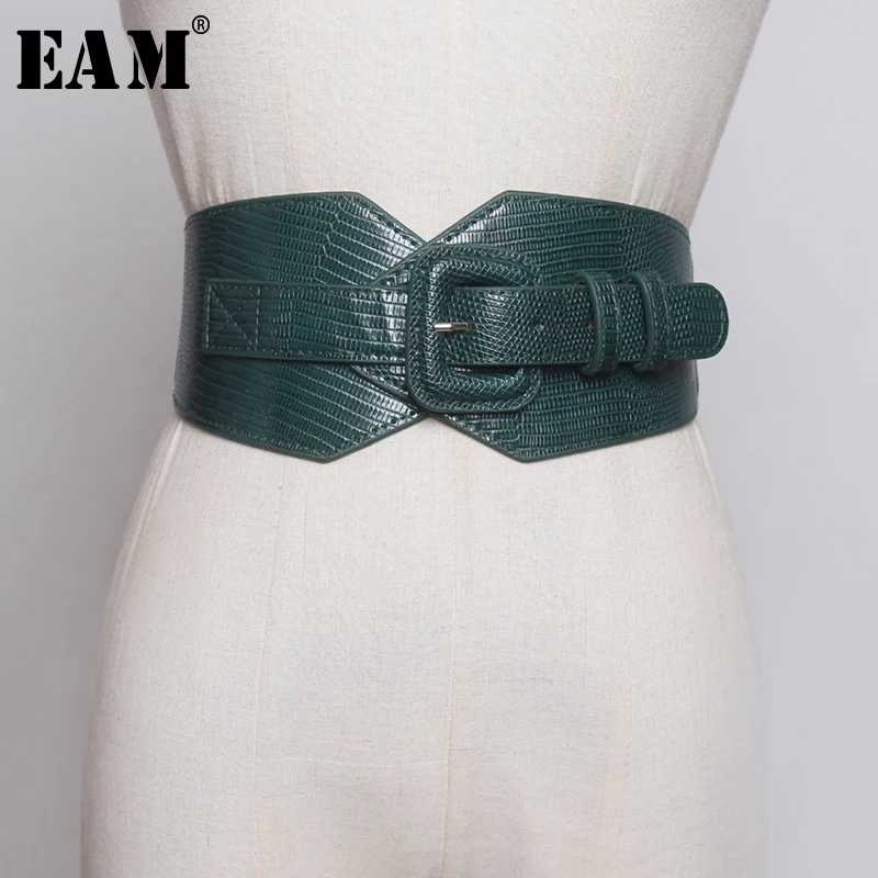 

[EAM] Black Split Joint Brief Pu Leather Wide Belt Personality Women New Fashion Tide All-match Autumn Winter 2019 1B370