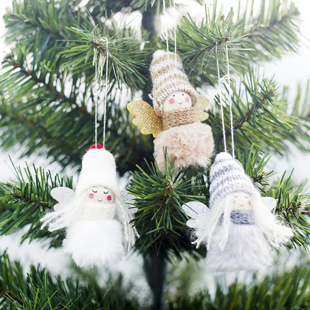 Милый Миниатюрный Плюшевый Ангел девочка Рождественская елка Подвески украшения шерстяная кукла год Рождественские подарки adornos de navidad