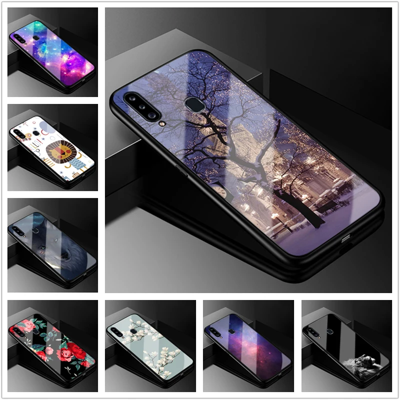 

For Samsung A20s Case 6.5'' Tempered Glass Hard Back Cover For Samsung Galaxy A20S Phone Cases silicone bumper A 20S 2019 Capa