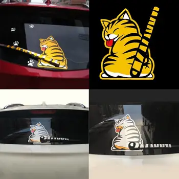 

Cat Moving Tail Paws Car Stickers 3D Creative Cartoon Sticker Window Decoration Decal Rear Styling Wiper Windshield Auto Ve P7F6