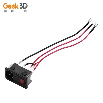 

3D Printer Parts 110V/220V 15A Short Circuit Protection Safety Switch Power Supply Switch Male Socket with Fuse For 3D Printer