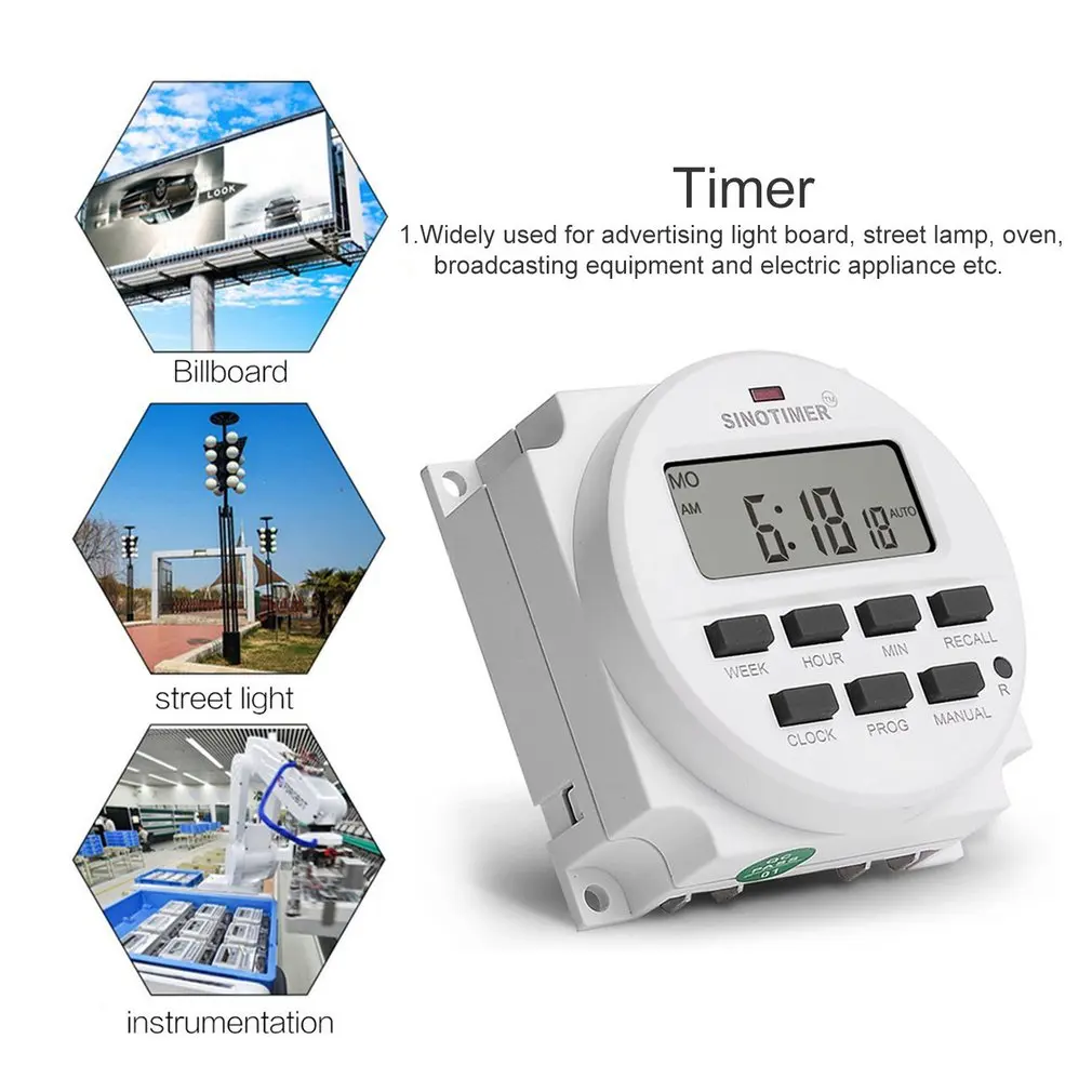 SINOTIMER TM618N-2, 220 В, ЖК-цифровой программируемый таймер переменного тока, переключатель с UL реле внутри с функцией обратного отсчета времени