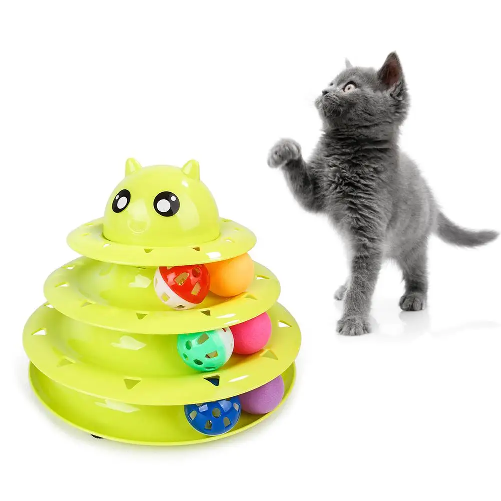 Pet Cat Toy Three-layer Turntable Puzzle Bell Ball Entertainment Interactive | Дом и сад