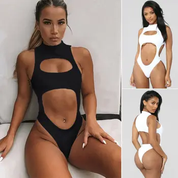 

Solid One Piece Women Sexy Swimsuit Bandage Bikini Set Swimwear Bathing Suit