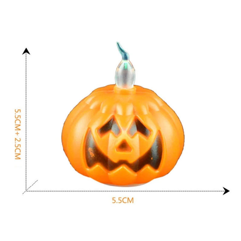 12PCS Colorful Glowing Pumpkin Candles Battery Powered Led Lights Fake Led Candle Light Easter Candle Glow Party Supplies
