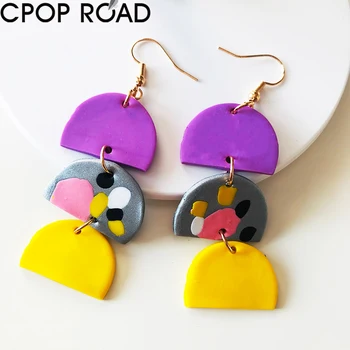 

Creative Geometric Long Polymeric Clay Earrings for Women Fashion Elegant Cute Handmade Dangle Earrings Party Jewelry Girl Gift