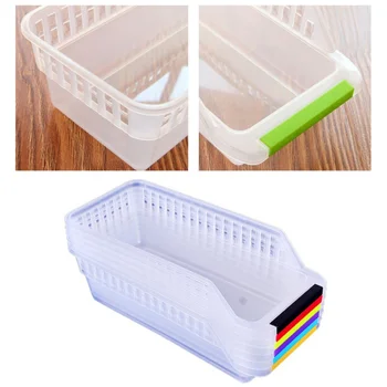 

Transparent Kitchen Plastic Refrigerator Storage Collecting Box Basket Bathroom Finishing Storage Box Random Color1