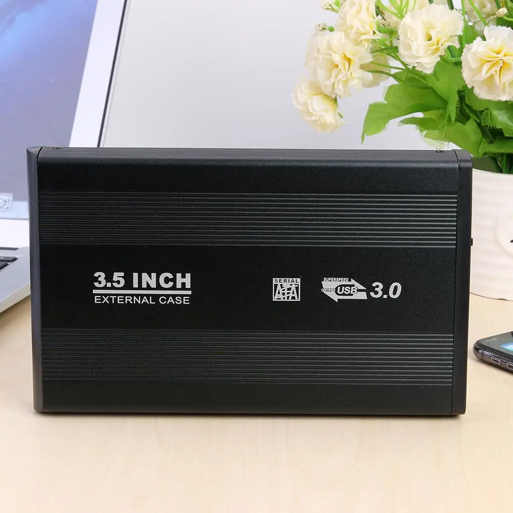 3.5 inch Hard Disk Case SATA to USB2.0 Aluminum Alloy HDD Case External Hard Drive Enclosure with EU Adapter For Windows 98/SE hdd external case usb 3.0
