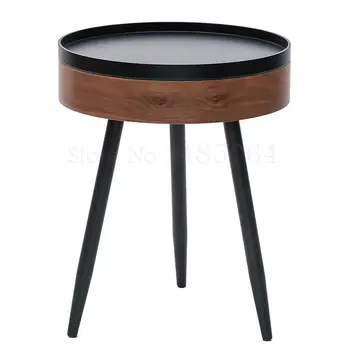 

Small Round Table Ins Wind Sofa Small Coffee Table Side Table Corner With Storage Iron Legs Bedroom Bedside Table Storage