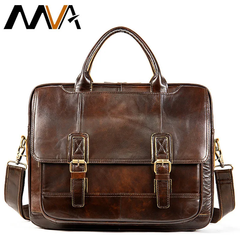 

MVA Men's Briefcase Bag Men's Leather Porte Document Office Bag for Men Leather Laptop Bag Men Vintage Handbag for Men