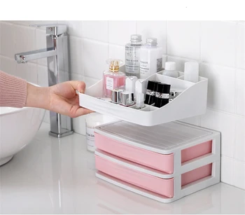 

Fine Plastic Cosmetic Drawer Makeup Storage Box Container Nail Casket Holder Desktop Sundry Storage Case lipstick holder