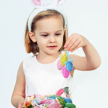 

18pcs Easter Eggs Children DIY Craft Eggs Dove Hand Painted House Easter Decorative Toys Kids Pendant Children Kids Puzzle Toys