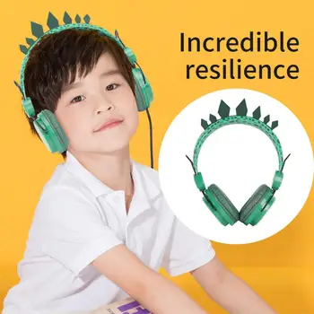 

Wired Learning Headset For Children Green Dinosaur Headphones With Microphone Hearing Protection Volume Limit Headphone For Kids