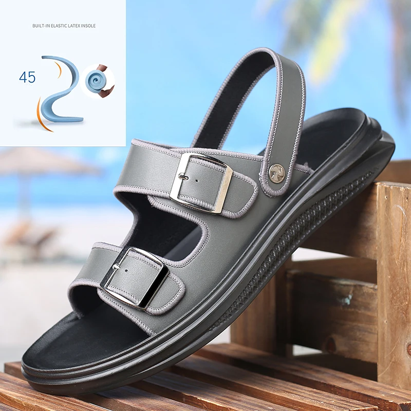 Sandals Men 2021 New Trend Summer Men's Leather Soft Sole Casual Dual-Use And Slippers Beach Shoes | Обувь