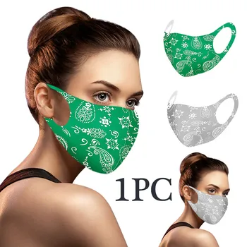 

Adult Green Mask Washable Earloop Mask 1 Pc Washable Earloop Mask Reusable Summer Ice Silk Breathable Washable Printed Mask#FOL