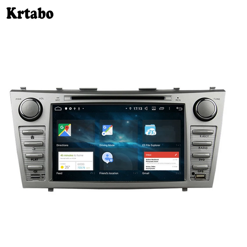 Krtabo Android smart car navigation reversing image control screen one machine recorder support DVD For Toyota Camry 2007-2011