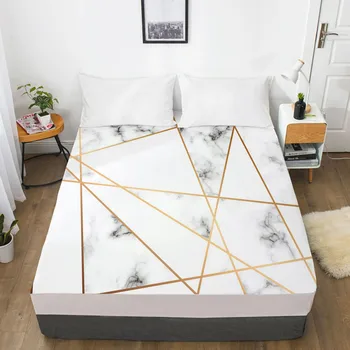 

Fitted Sheet 3D Bed Mattress Fitted Cover Custom Design Bed Linens Sheets Bedsheet 200x220 Geometry Marble Printed Bedding