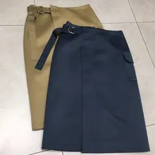 Новинка, женская модная сексуальная Однотонная юбка на молнии сзади с боковыми лямками и карманами, 1115