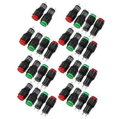 

30 Pcs 2 Terminals Panel Mount Self Locking Plastic Push Button Switch AC220V
