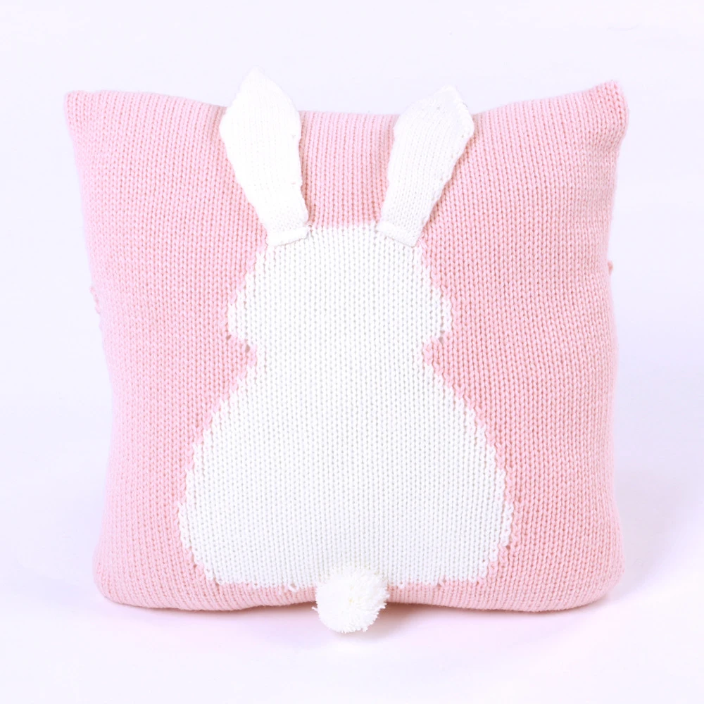 pink Наволочка 35x35 см Очаровательная декоративная наволочка Kawaii с рисунком кролика, мягкая детская наволочка, домашний диван, Автомобильная подушка, принадлежности 35x35 см - Цвет: pink