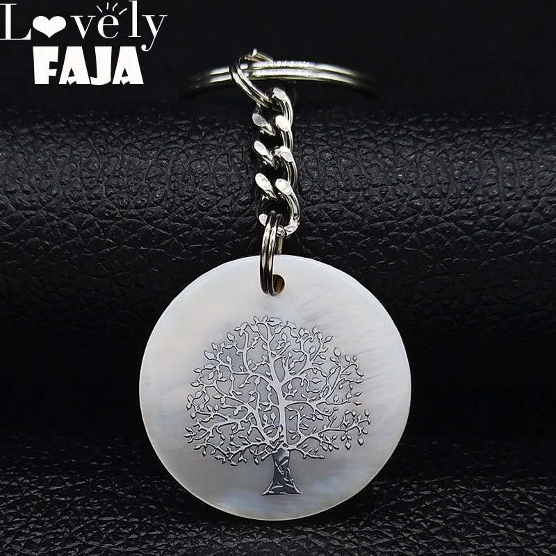 

Tree of Life Shell Stainless Steel Purse Charms for Women Silver Color Keyholder Jewelry acero inoxidable joyeria mujer K77654B