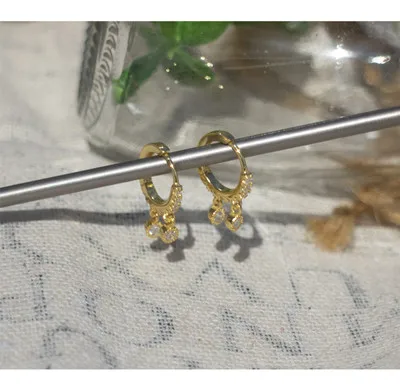 1 pair gold 7.5 mm Серьги из стерлингового серебра 925 пробы с цирконом, маленькие кулоны, круглые серьги, тренд кости, индивидуальность, дикие женские серьги для девочек, ювелирные изделия - Окраска металла: 1 pair gold 7.5 mm