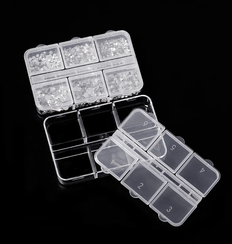 

3pcs nail art storage box 6 grid nail Jewelry Bead Organizer box small manicure tools case