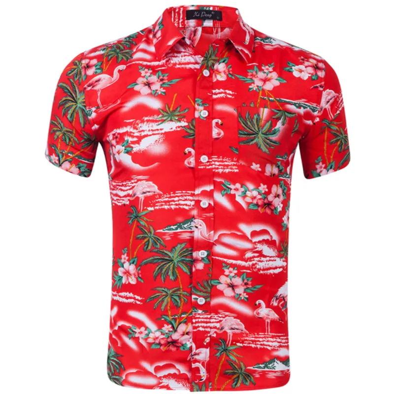 100% terylen мужские Гавайские рубашки мужские повседневные Camisa Masculina печатные пляжные рубашки мужская рубашка навыпуск с ярким рисунком