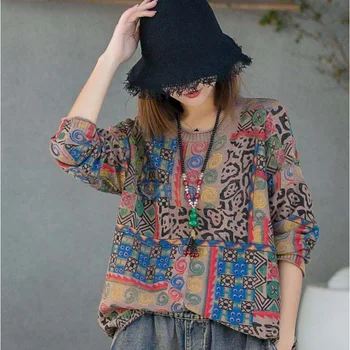 

2020 New Spring Women Sweatshirt Casual Long Sleeve O Neck Print Pullover Jumper Knitted Sweater Tops