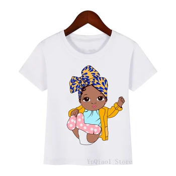 

Cute african american black baby fight like a girl funny t shirts kids tshirt little melanin princess t-shirt girls clothes tops