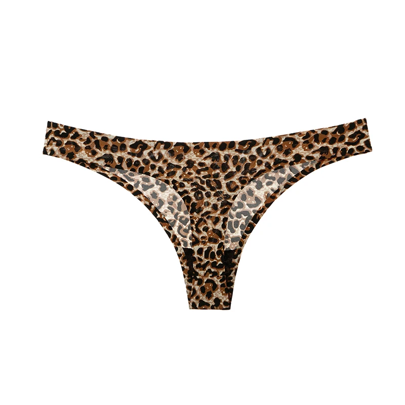 2pcs ice silk sexy women panties seamless underwear fitness sports cotton female lingerie t back g string thong woman underwear 1 Pcs Women's Panties Sexy Thong Leopard Female T-back Woman Underwear G-string Seamless Women's Intimates Underwear BANNIROU