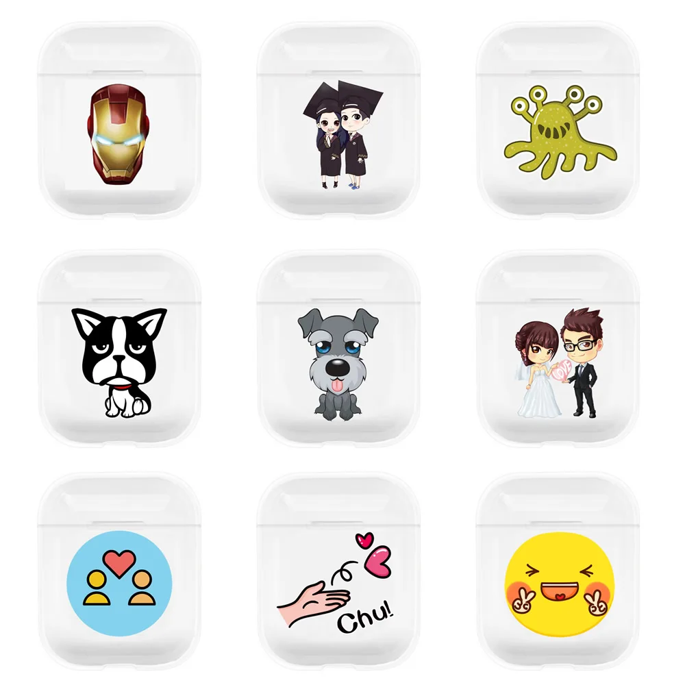 

Cases For Airpods Cute Lovely Heart Painted Transparent Hard PC Cases For AirPods Cases Protective Cover Wireless Earphone Case