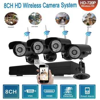 

NVR Kits 8ch outdoor security camera wireless IP netwok Surveillance video recorder IR night version 65feet waterproof action sy
