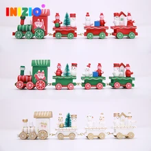 Год Санта Клаус Рождество деревянный поезд автомобиль детские рождественские подарки Творческое Оформление рабочего стола детские игрушки