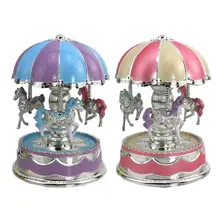 Светодиодный светильник с изображением лошади, карусель, круглая музыкальная шкатулка для детей, подарки на Рождество, день рождения, R7RB