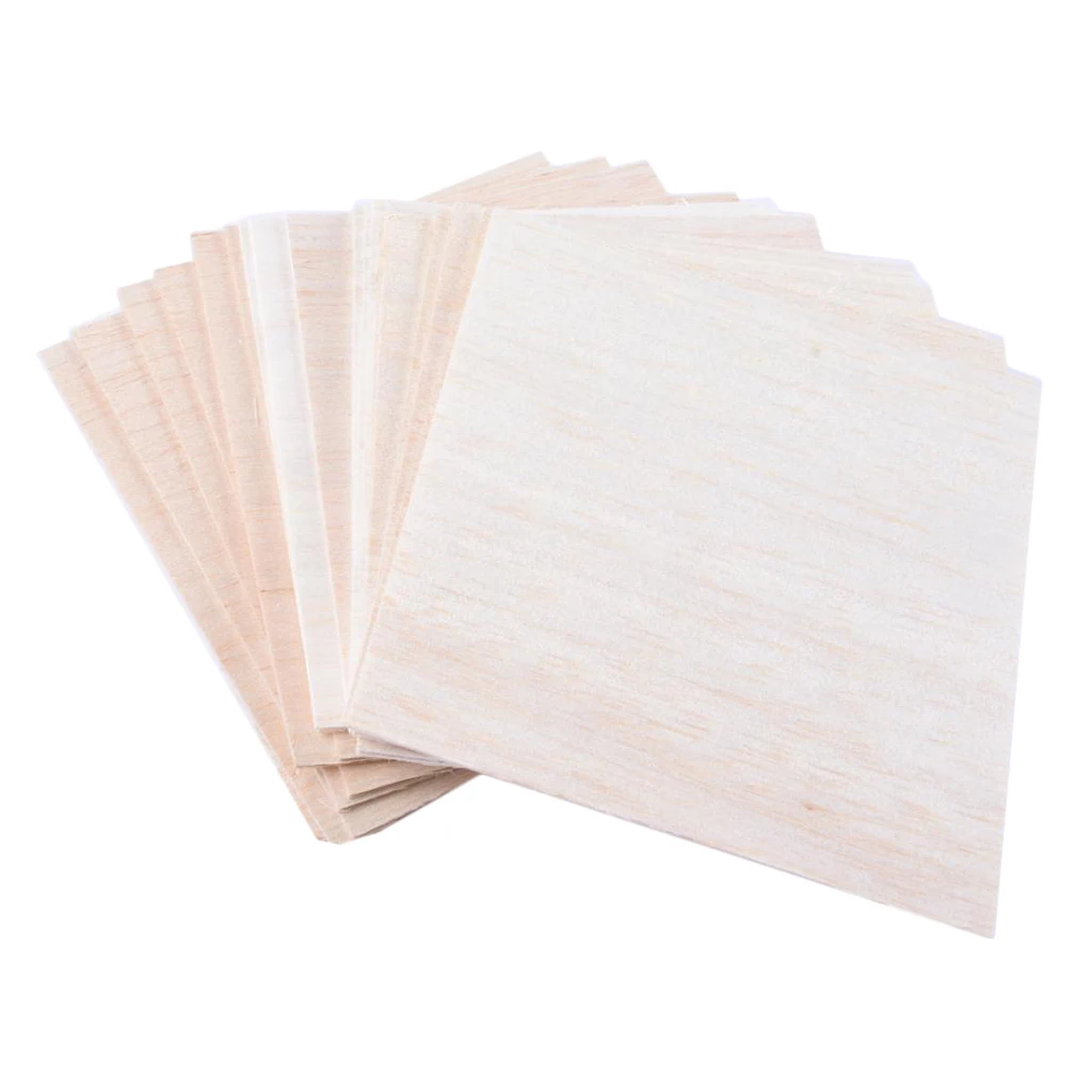 DIY Материал модели Balsa деревянные листы для домашнего ремесла 100 мм X 100 мм X 1 мм 20 штук