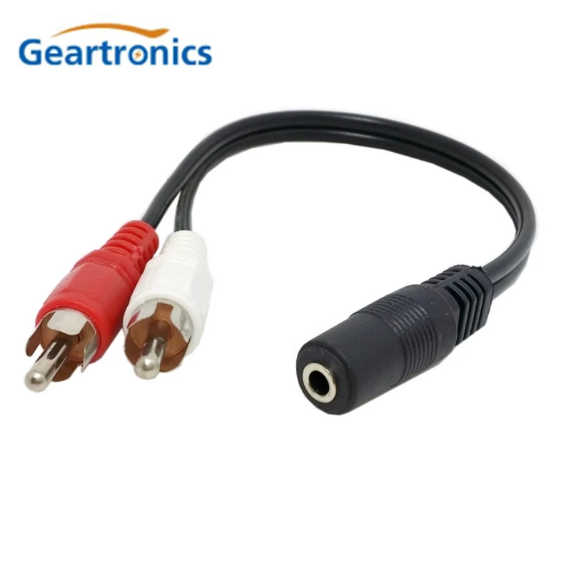 Geartronics RCA/композитный кабель 2-RCA штекер на 3,5 мм Женский Aux аудио разъем для наушников конвертер Кабель-адаптер