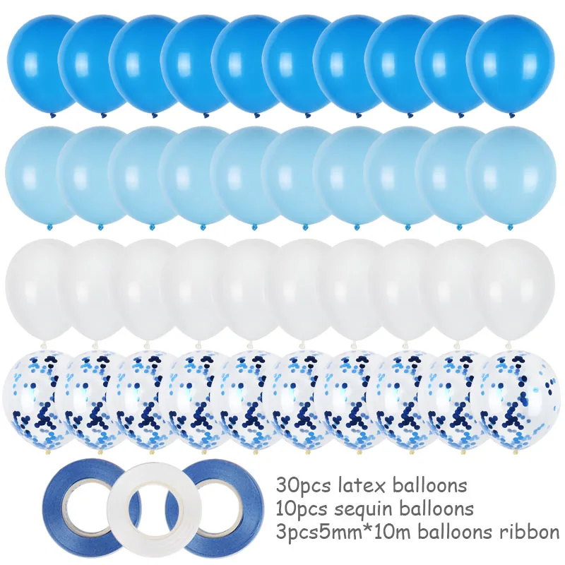 

40pcs 1 year Boy Birthday Party Decoration Blue Confetti Balloons Agate Marble Balloon Baby shower Birthday Party Decoration kid