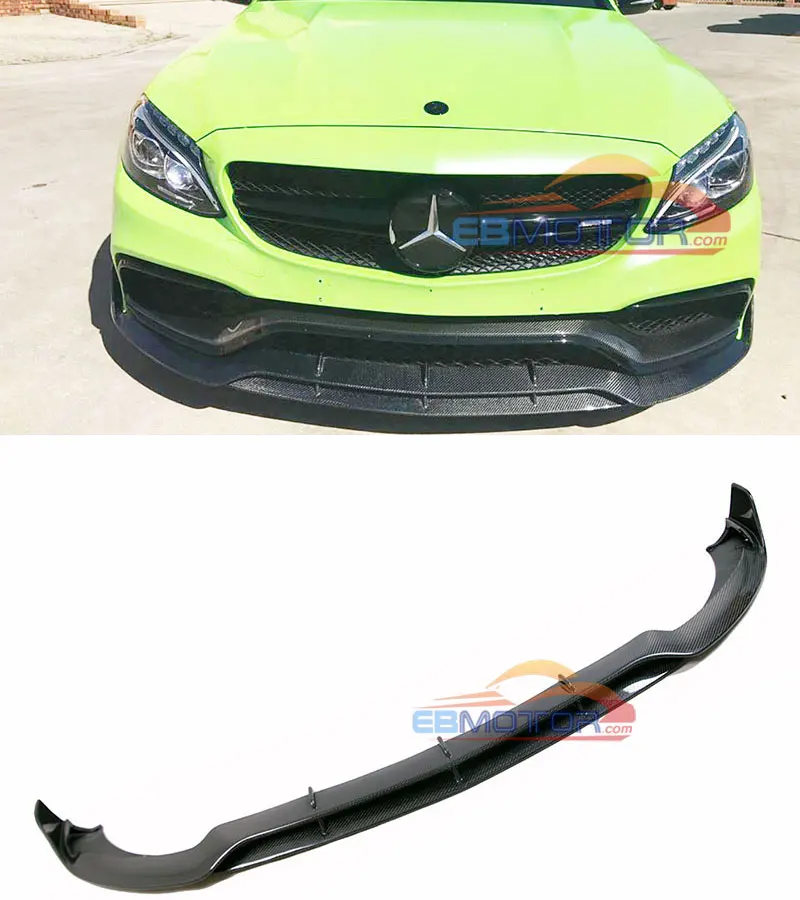 ebmotor-com B style Real Carbon Fiber Front Lip Spoiler For BENZ W205 C63 C63S AMG Sedan & Coupe 2015UP 1_2182