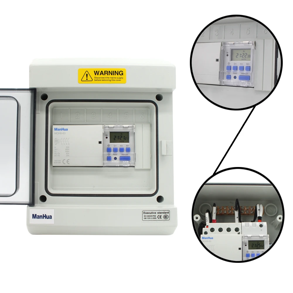 Manhua счетчик кронометр трехфазный 63A MT153C-63 с уровнем защиты IP65 цифровое управление переключателем таймера коробка
