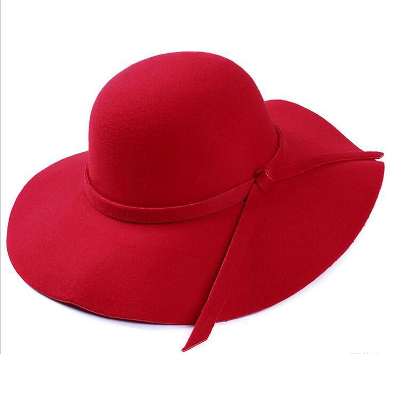 Широкополая шляпа с широкими полями шерстяная, фетровая шляпа летняя пляжная Для женщин Леди Путешествия широкополая пляжная шляпа от солнца складной черный, красный желтовато-коричневый