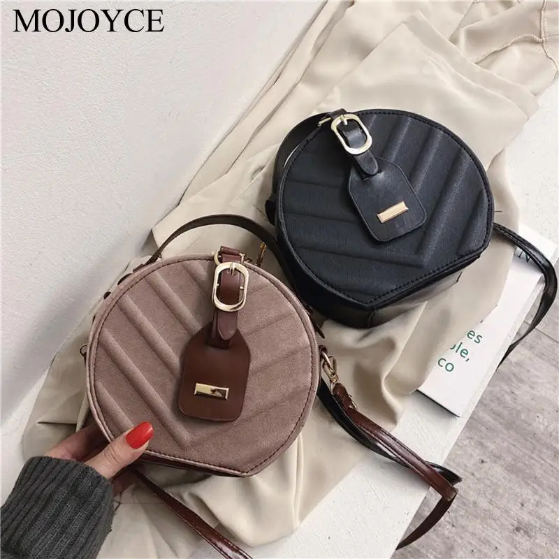 

Creative Round Shoulder Messenger Bag Leather Small Women Crossbody Handbag Vintage Black Small Round Bag Messenger Mini Totes