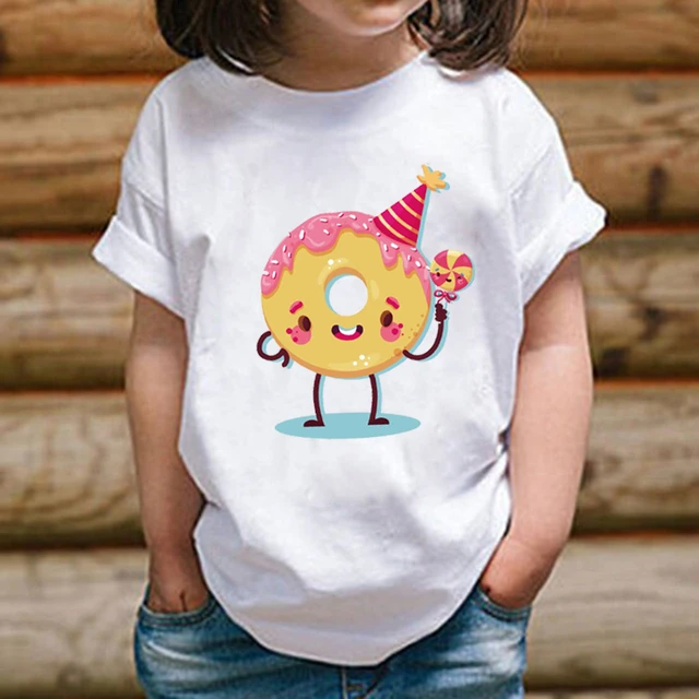 Camiseta blanca Lisa para niños y niñas, ropa verano, Top de Donuts, de 2020 _ AliExpress Mobile