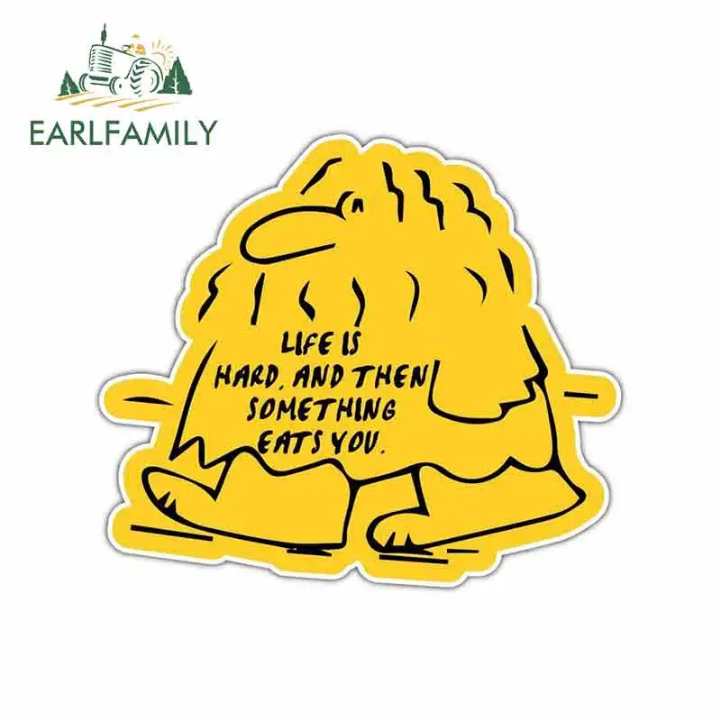 

EARLFAMILY 13cm x 11.3cm for Caveman Life Is Hard Stone Ice Age Logo Car Sticker Vinyl Refrigerator RV VAN Decal JDM Accessories